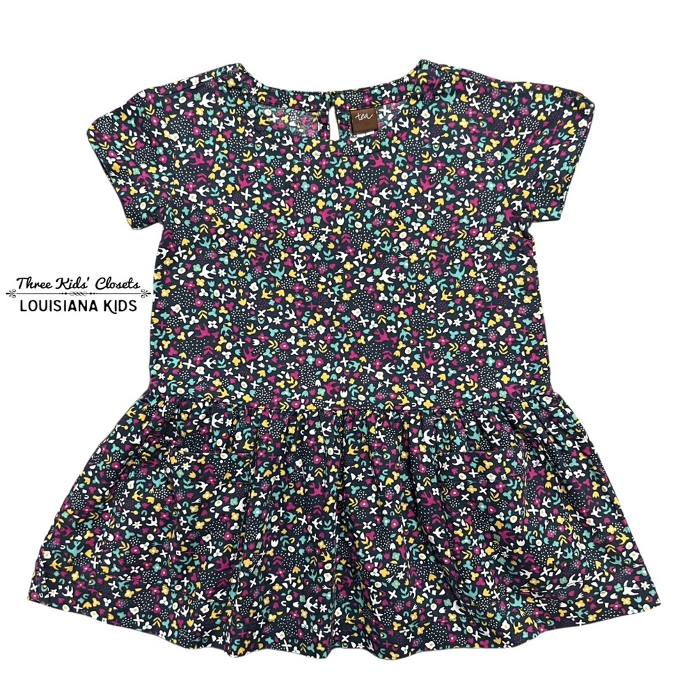 Tea Collection 3Y Birds & Flowers Woven Pocket Dress